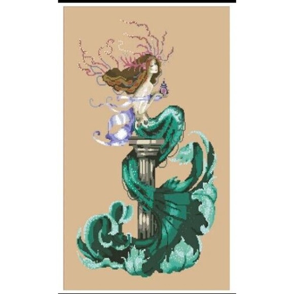 Chasing Dreams Mermaid Cross Stitch Kit, mermaid needle point, craft kit #392 - Picture 1 of 2